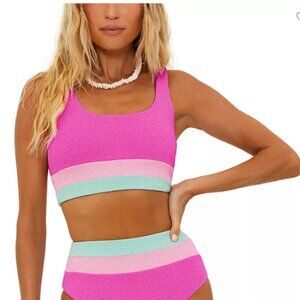 Beach Riot Mackenzie Top Blossom Colorblock Scrunch